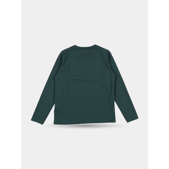 Retro tinta unita della t-shirt Vicolo verde scuro a maniche lunghe