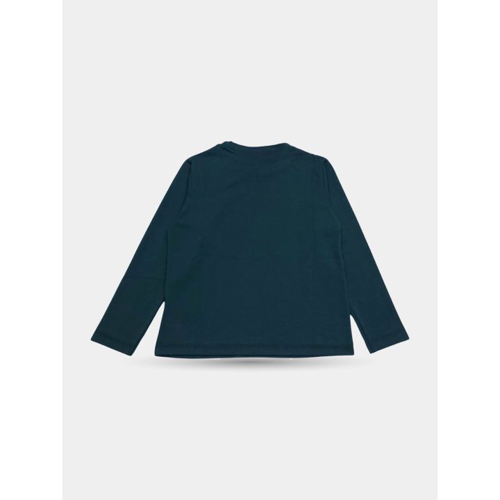 Retro liscio della t-shirt Vicolo verde petrolio a maniche lunghe