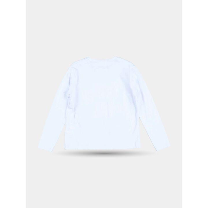 Retro bianco senza stampe della t-shirt Vicolo a maniche lunghe