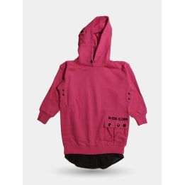 Abito felpa Diesel fucsia da ragazza vista frontale con fondo in denim