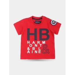 T-shirt rossa Harmont & Blaine da neonato con stampa HB, vista frontale