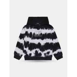 Felpa con cappuccio Diesel tie-dye bianca e nera da ragazzo, davanti