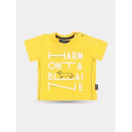 T-shirt gialla Harmont & Blaine da neonato con stampa bassotto, vista frontale