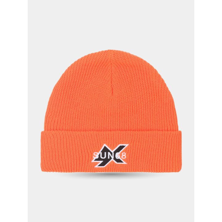 Cappello SUN68 arancione fluo con risvolto vista frontale