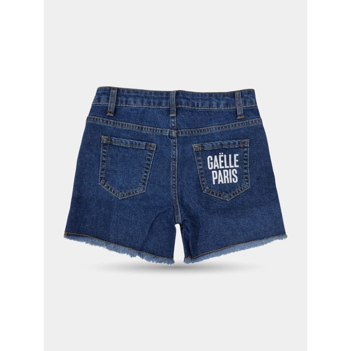 Retro degli shorts di jeans con logo Gaelle Paris bianco