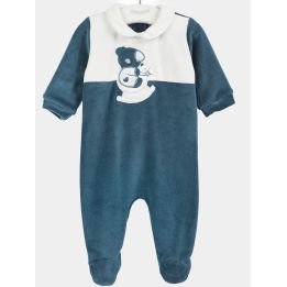 Tutina Coccodè blu avio da neonato vista frontale con colletto bianco