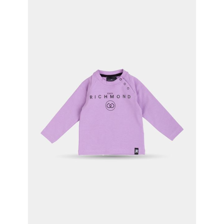 T-shirt John Richmond viola a maniche lunghe, vista frontale