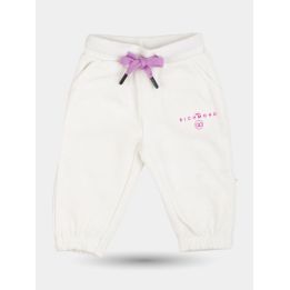 Pantaloni tuta John Richmond bianchi con coulisse lilla, vista frontale