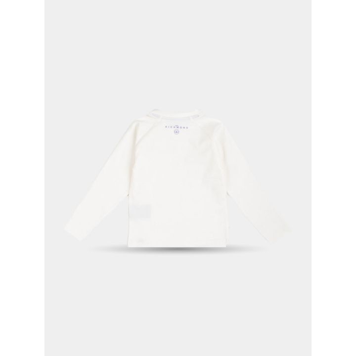 Retro della t-shirt bianca John Richmond con piccolo logo lilla