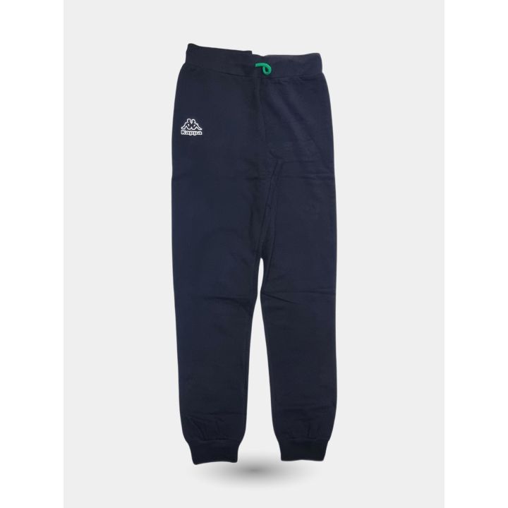 Pantalone nero della tuta Kappa con logo bianco e coulisse verde