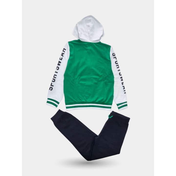 Retro della tuta Kappa verde e bianca con cappuccio