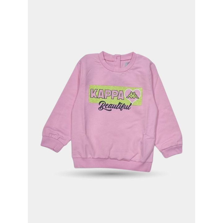 Felpa rosa Kappa con logo brillantinato e scritta Beautiful
