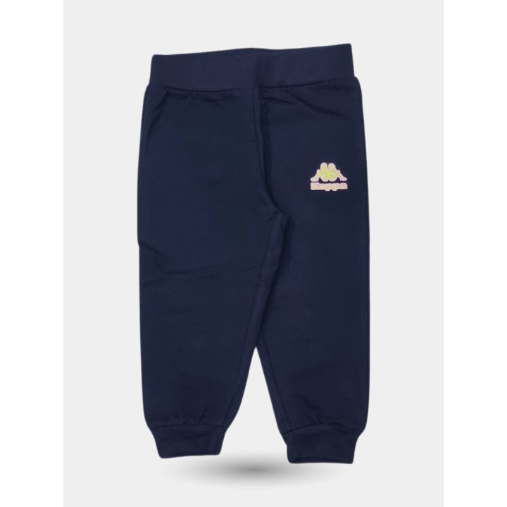 Pantalone blu notte della tuta Kappa con logo rosa