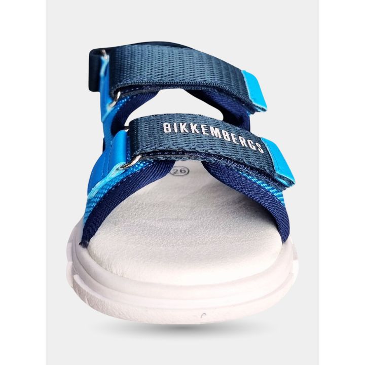 Punta del sandalo Bikkembergs con cinturini blu e scritta del marchio