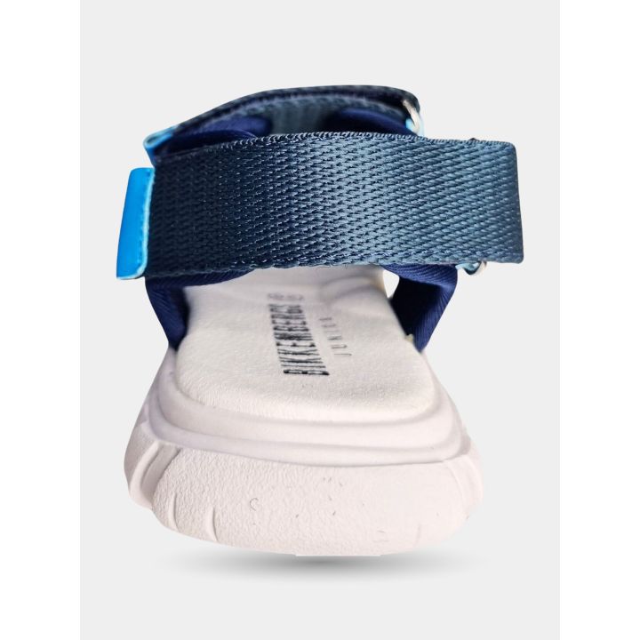 Tallone del sandalo Bikkembergs azzurro con cinturino blu e plantare con logo