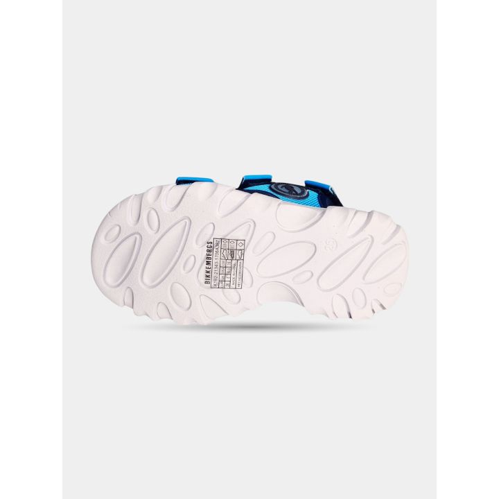 Suola bianca scolpita del sandalo Bikkembergs azzurro e blu