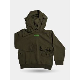Felpa con cappuccio Diesel verde militare da ragazzo, vista frontale