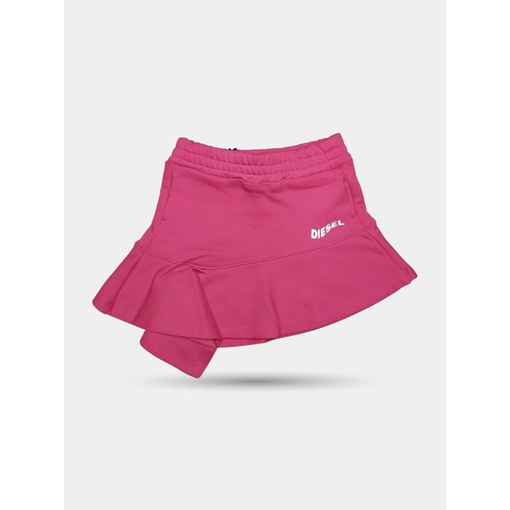 Gonna in felpa Diesel fucsia da neonata vista frontale con logo