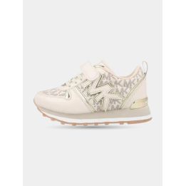 Sneakers Michael Kors vaniglia da bambina vista laterale con maxi logo MK
