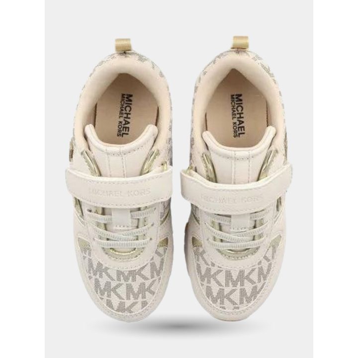 Sneakers Michael Kors vaniglia viste dall'alto con chiusura a strappo