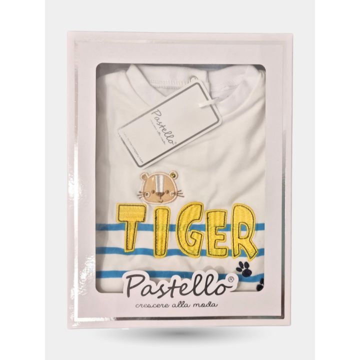 Scritta Tiger gialla e tigrotto visti nella scatola Pastello