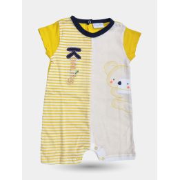 Pagliaccetto Pastello giallo unisex con koala e righe, vista frontale