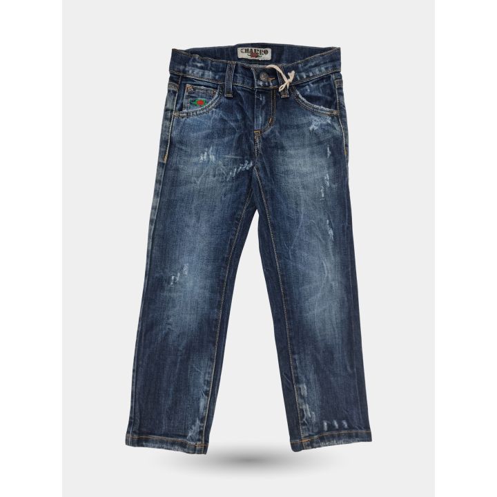 Jeans El Charro blu effetto usurato da ragazzo, vista frontale