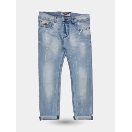 Jeans El Charro blu chiaro con schizzi di vernice bianca, vista frontale