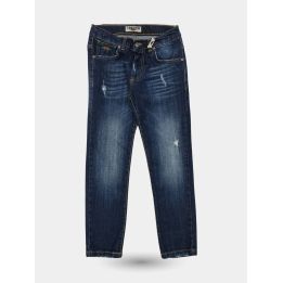 Jeans El Charro blu scuro con piccoli strappi da ragazzo, vista frontale