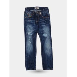 Jeans El Charro blu strappati con schizzi di colore, vista frontale