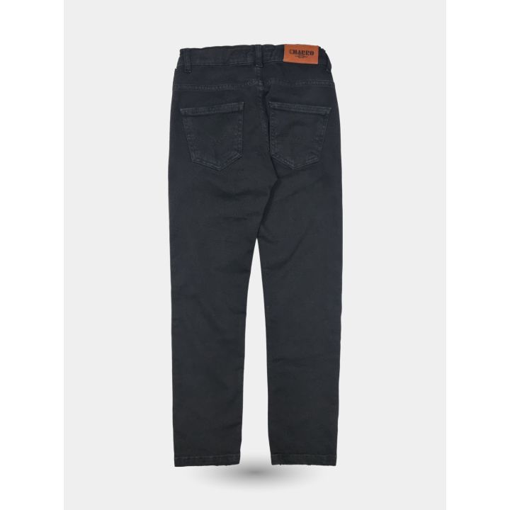 Retro dei jeans El Charro neri con patch color cuoio in vita