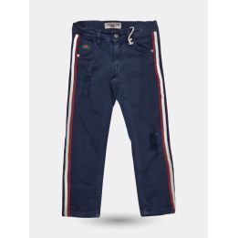 Jeans El Charro blu navy con bande laterali da ragazzo, vista frontale