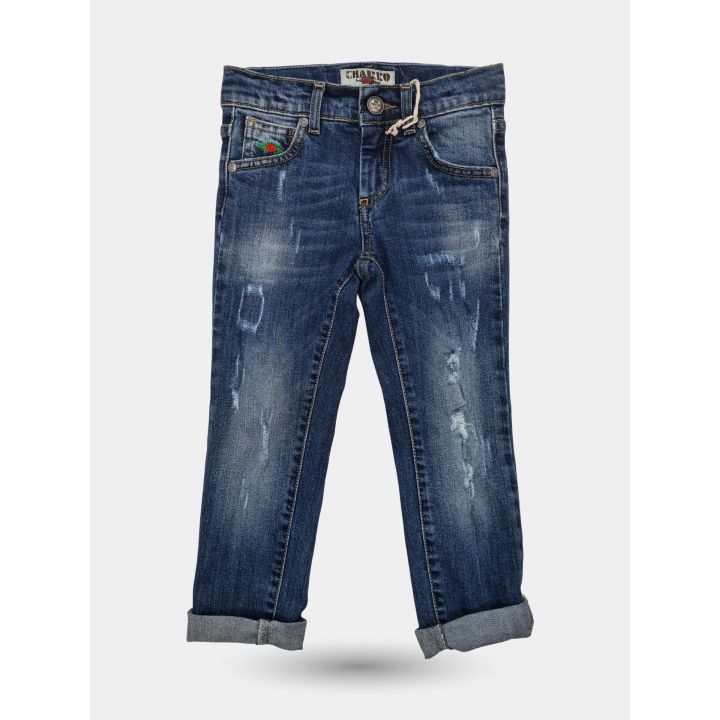 Jeans El Charro blu medio con risvolto da ragazzo, vista frontale