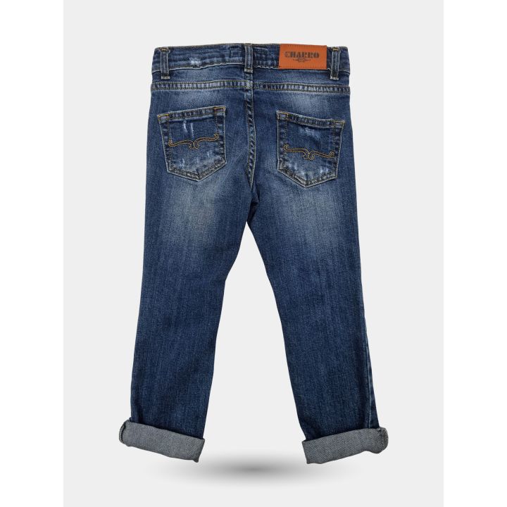 Retro dei jeans El Charro blu medio con il fondo a risvolto