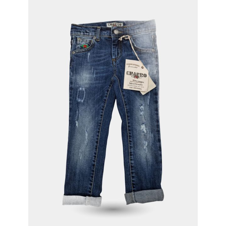 Jeans El Charro blu medio con risvolto e cartellino del marchio