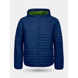 Giubbotto Invicta blu da ragazzo con cappuccio foderato verde, vista frontale