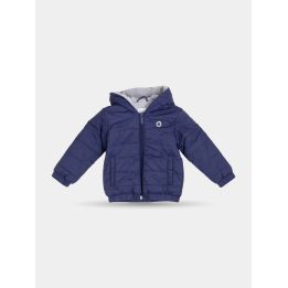 Giacca imbottita Trussardi blu da neonato con cappuccio vista frontale
