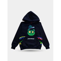 Felpa con cappuccio Sprayground nera vista frontale con orso Money Bear verde