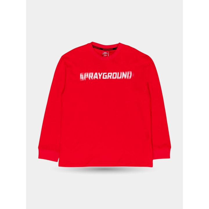 Maglia Sprayground rossa a manica lunga vista frontale con logo sfocato