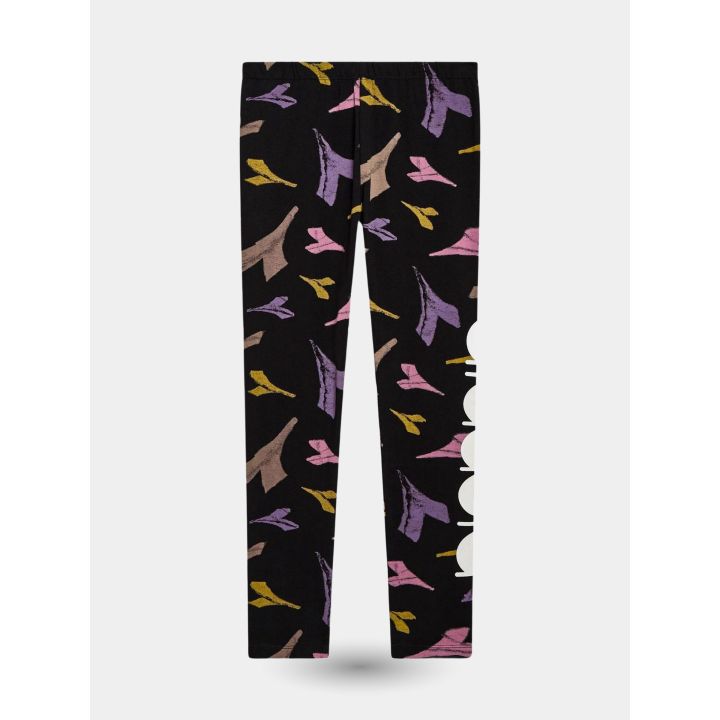 Leggings Diadora neri a fantasia di frecce colorate, vista frontale