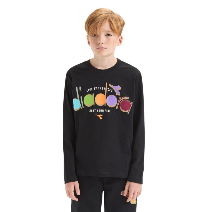 T-shirt Diadora Bambini e ragazzi Nero - Primavera/Estate