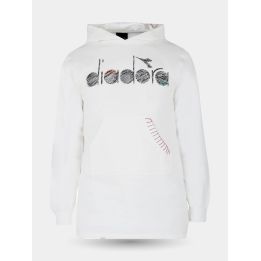Felpa vestito con cappuccio Diadora bianca da bambina, vista frontale