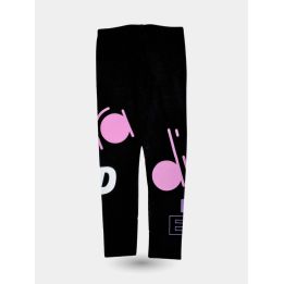 Leggings Diadora neri da ragazza con maxi logo rosa, vista frontale