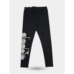 Leggings Diadora neri da ragazza con logo bianco a schizzo, davanti