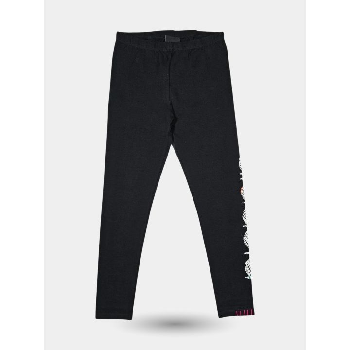 Retro dei leggings neri con logo sul fianco e cuciture rosse alla caviglia