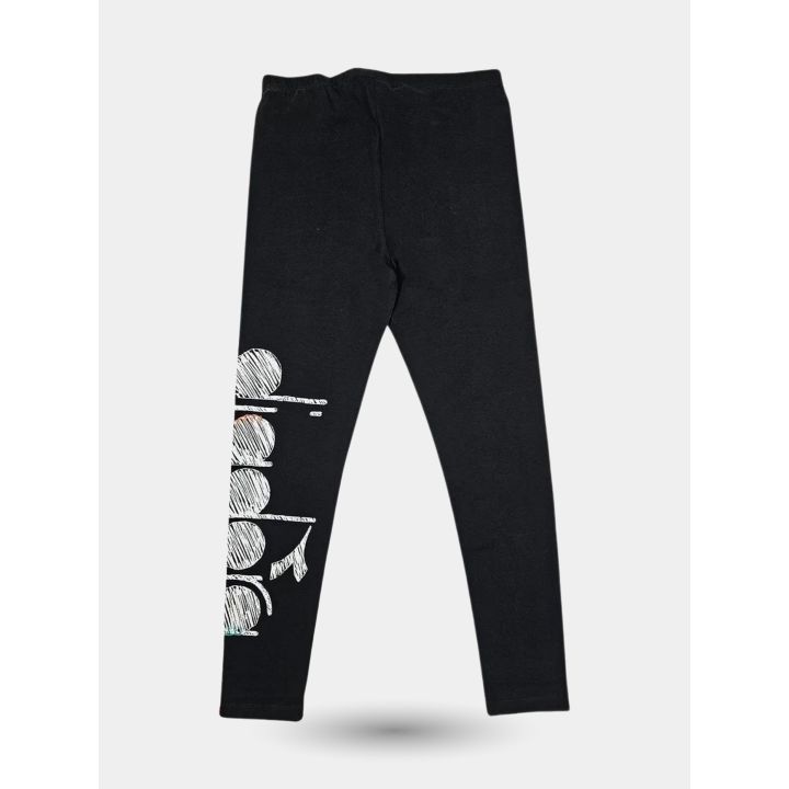 Leggings Diadora neri in jersey con il grande logo lungo la gamba