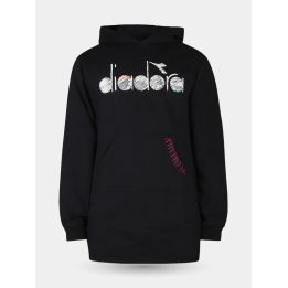 Felpa vestito con cappuccio Diadora nera da ragazza, vista frontale