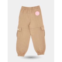 Retro dei pantaloni tuta cargo Diadora beige con toppa rosa sotto la vita