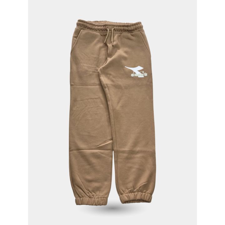 Pantaloni tuta Diadora marrone cammello da ragazzo, vista frontale