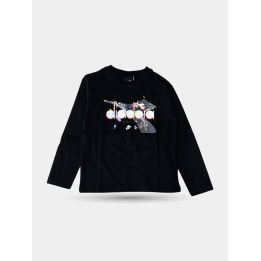 T-shirt manica lunga Diadora nera da bambino con logo spray, vista frontale